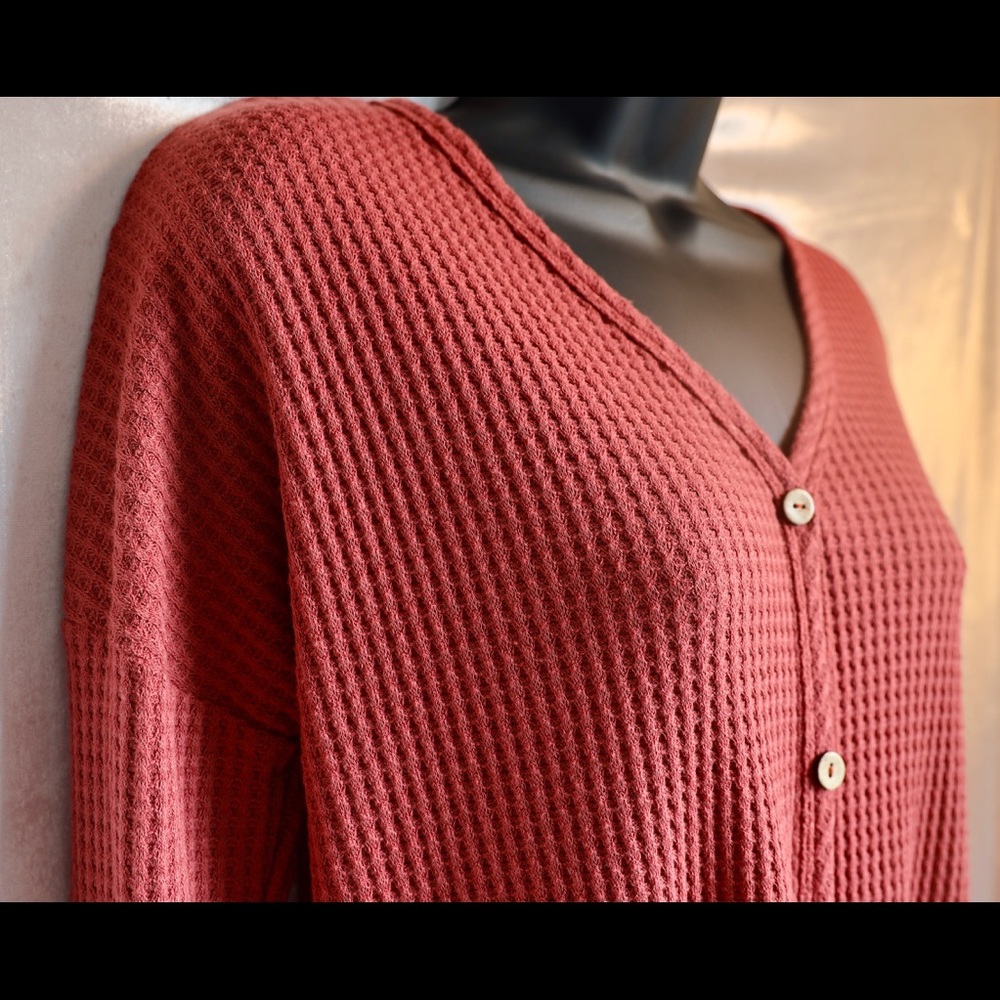 Lovemarks Burnt Orange Tie Front Sweater XS